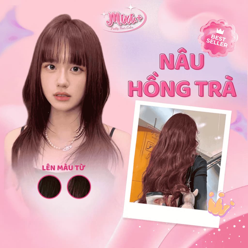 Thuốc nhuộm tóc tại nhà,  Thuốc nhuộm tóc màu NÂU HỒNG TRÀ không tẩy |  Cheeng+