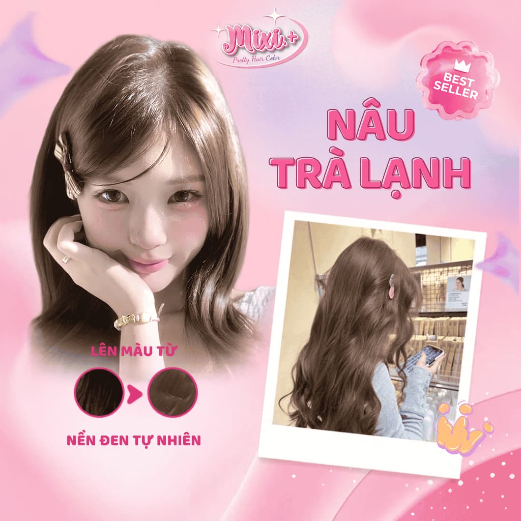 Thuốc nhuộm tóc tại nhà,  Thuốc nhuộm tóc màu NÂU TRÀ LẠNH không tẩy |  Cheeng+