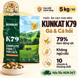 Hạt Cho Mèo KUNKAT K79 5kg Vị Gà Và Cá Hồi Kết Hợp Topping | Yellow Pet 1