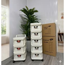 Tủ Đựng Đồ Có Bánh Xe Đẩy Loại Ngăn Kéo Mickey 3 Tầng. LMS 5