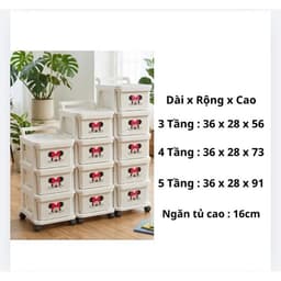 Tủ Đựng Đồ Có Bánh Xe Đẩy Loại Ngăn Kéo Mickey 3 Tầng. LMS 8