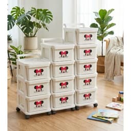Tủ Đựng Đồ Có Bánh Xe Đẩy Loại Ngăn Kéo Mickey 3 Tầng. LMS 1