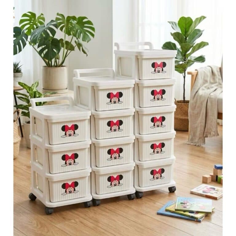 Tủ Đựng Đồ Có Bánh Xe Đẩy Loại Ngăn Kéo Mickey 3 Tầng. LMS