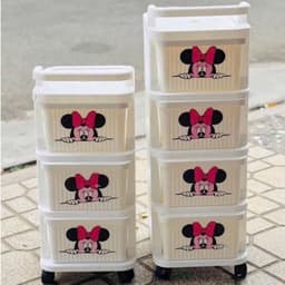 Tủ Đựng Đồ Có Bánh Xe Đẩy Loại Ngăn Kéo Mickey 3 Tầng. LMS 7