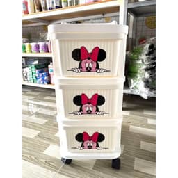 Tủ Đựng Đồ Có Bánh Xe Đẩy Loại Ngăn Kéo Mickey 3 Tầng. LMS 3