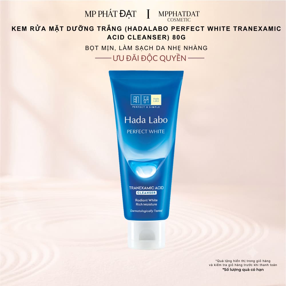 Kem rửa mặt Hada Labo Perfect White Tranexamic Acid Cleanser 80g dưỡng trắng