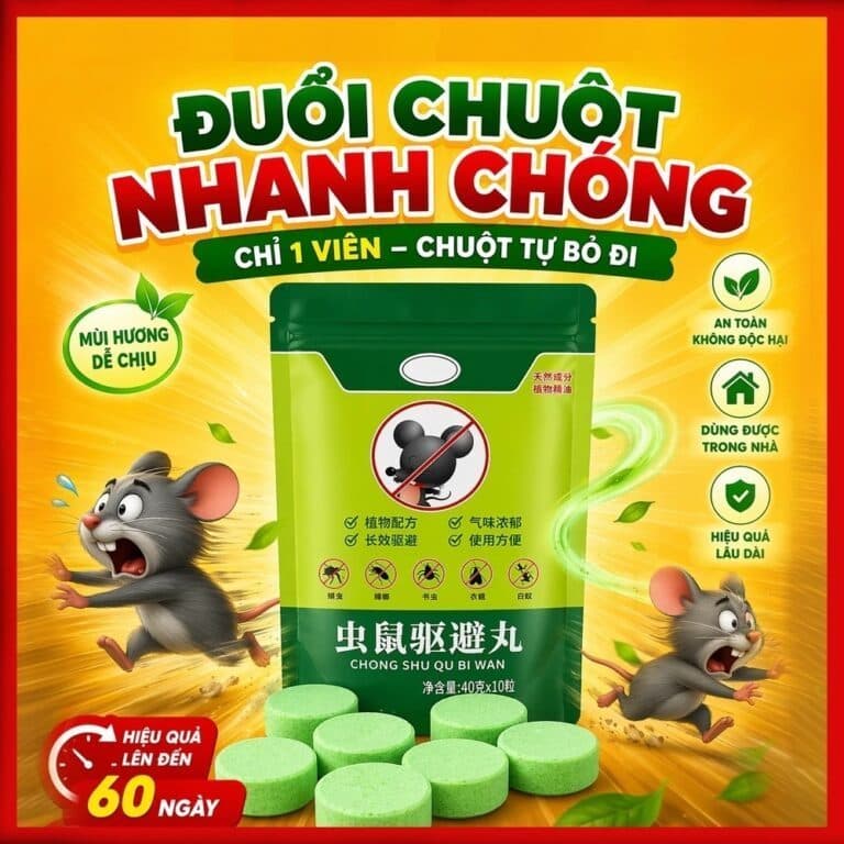 Gói 10 Viên Đuổi Chuột Thảo Mộc Dạng Nén và Bẫy Chuột Thông Minh Dạng Kẹp. LMS
