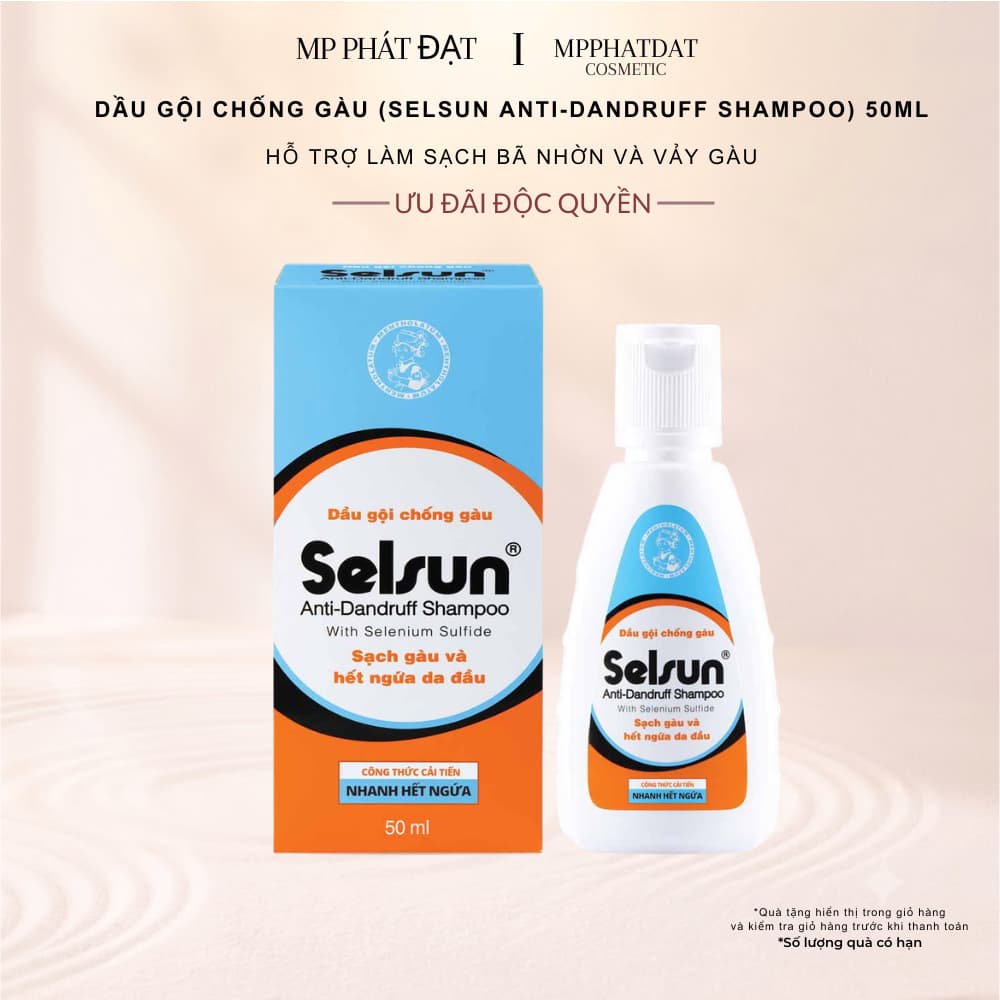 Dầu gội chống gàu Selsun Anti-Dandruff Shampoo 50ml với Selenium Sulfide 1%, hỗ trợ làm sạch gàu, giảm ngứa da đầu