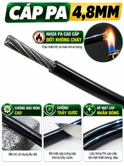 Dây cáp 5mm hàng cao cấp cho máy gym(vỏ bọc PA) 6