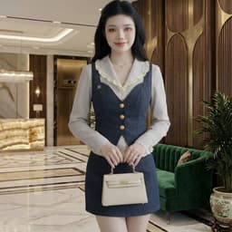 Sét ghile 3 món áo somi sọc viền ren JARI phong cách tiểu thư sang trọng chất liệu cao cấp đi học,đi làm..full size 7