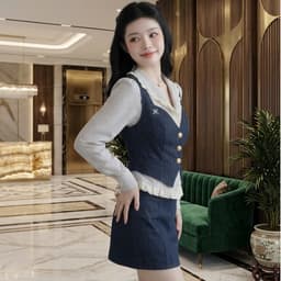 Sét ghile 3 món áo somi sọc viền ren JARI phong cách tiểu thư sang trọng chất liệu cao cấp đi học,đi làm..full size 6