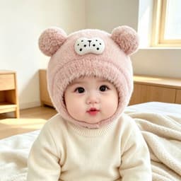 🐻🎀 MŨ LEN LÔNG XÙ TAI GẤU CHO BÉ – XINH XỈU HẾT NẤC 🎀🐻 A3Ti0 4