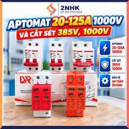 Aptomat DC 1000V 16A, 20A, 25A, 32A, 40A , 63A, 125A, chống sét DC 1000V và cắt sét AC 385V cho điện 220v 1