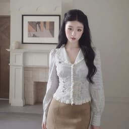 Sét ghile 3 món áo somi sọc viền ren JARI phong cách tiểu thư sang trọng chất liệu cao cấp đi học,đi làm..full size 4