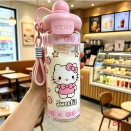 Cốc nước XCUP họa tiết Hello Kitty Sweetie 600ML màu hồng có dây đeo xinh xắn A3B2 1