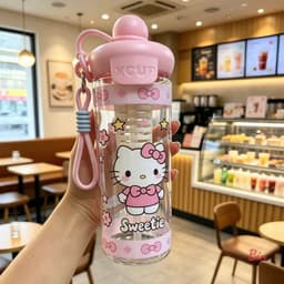 Cốc nước XCUP họa tiết Hello Kitty Sweetie 600ML màu hồng có dây đeo xinh xắn A3B2 2