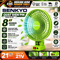 1 Thân Quạt 21V Không Chổi Than SENKYO QL-08, Lồng Nhựa 8Inch, Êm Ái Bền Bỉ, Chân Pin Phổ Thông 1