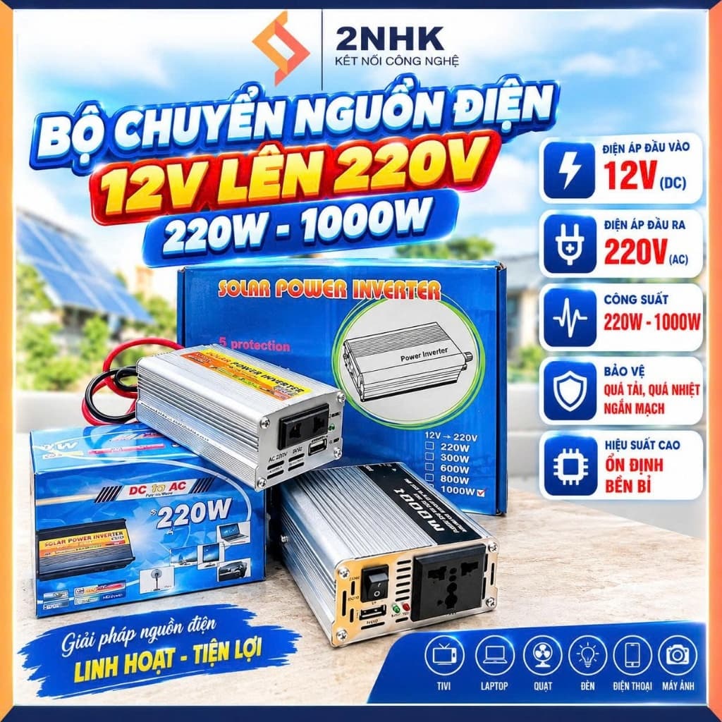 Bộ kích chuyển đổi nguồn   điện từ 12V lên 220V 220W và 1000W