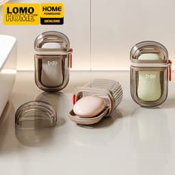 Hộp đựng xà bông du lịch trong suốt bỏ túi LOMO bdo thiết kế nắp đậy chống rỉ nước và khay thoát nước tiện dụng 1