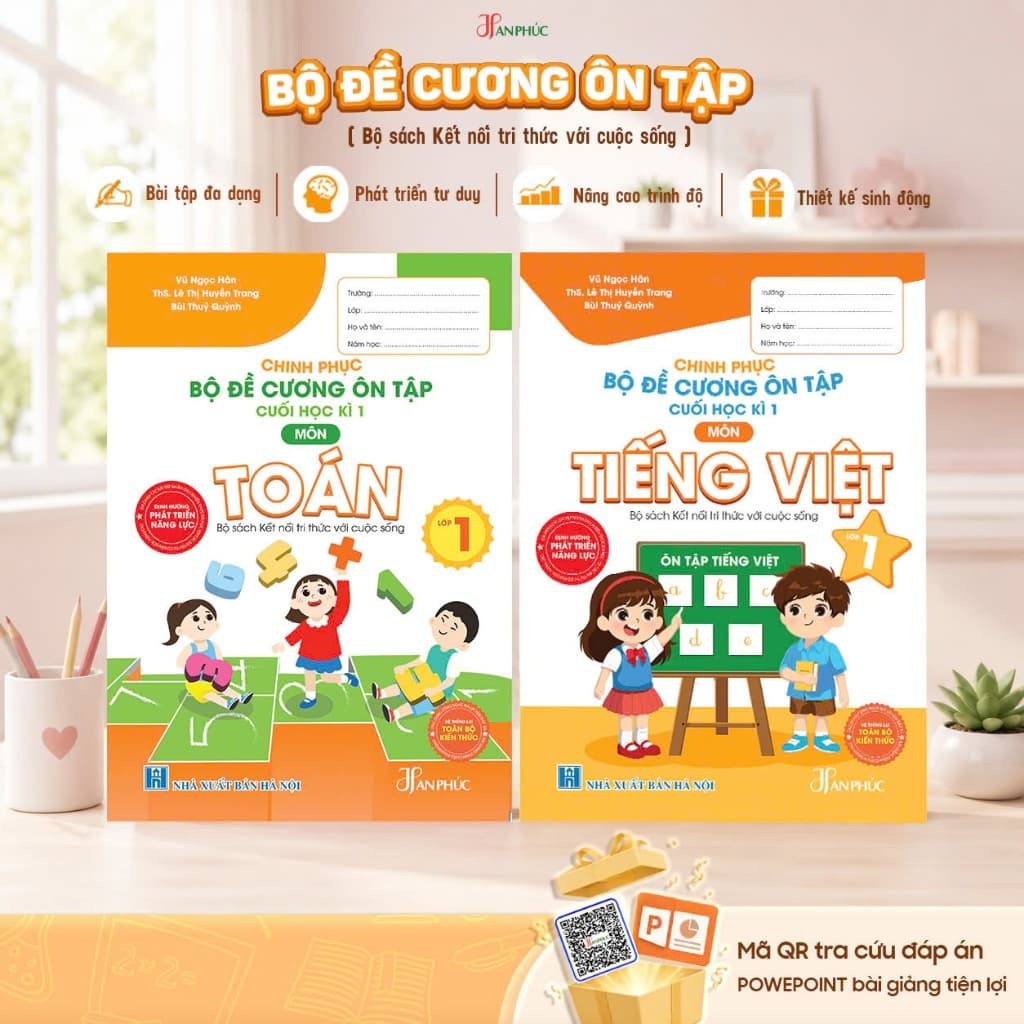 Sách -Combo Bộ Đề Cương Toán ,Tiếng Việt Ôn Tập Cuối Kỳ 1 Lop 1 Kết Nối Tri Thức Có QR Đáp Án