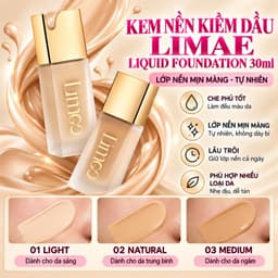 Kem nền kiềm dầu LIMAE Liquid Foundation chất nền mịn, dễ tán, lâu trôi, tiệp da 30ml-MP2K 1