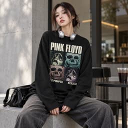 Áo thun dài tay Nam Nữ "Pink Floyd: Live at Pompeii" Áo Long Sleeve Oversize form rộng thoải mái 2