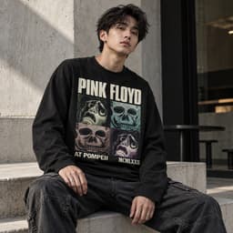 Áo thun dài tay Nam Nữ "Pink Floyd: Live at Pompeii" Áo Long Sleeve Oversize form rộng thoải mái 7