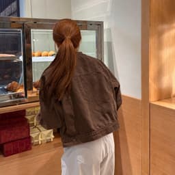 Áo Khoác Nữ Cổ Tàu Khoá Kéo AN TÂY Form Lửng Cá Tính, Style Hàn Quốc Trendy, Vải Denim Đẹp #8905 Màu Nâu Choco 5