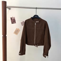 Áo Khoác Nữ Cổ Tàu Khoá Kéo AN TÂY Form Lửng Cá Tính, Style Hàn Quốc Trendy, Vải Denim Đẹp #8905 Màu Nâu Choco 8