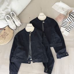 Áo Khoác Nữ Cổ Tàu Khoá Kéo AN TÂY Form Lửng Cá Tính, Style Hàn Quốc Trendy, Vải Denim Đẹp #8801 Màu Xanh Than 7