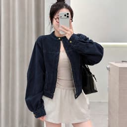 Áo Khoác Nữ Cổ Tàu Khoá Kéo AN TÂY Form Lửng Cá Tính #8905 #8907 #8801 Màu Nâu Choco, Be Trà Sữa, Xanh Than 5