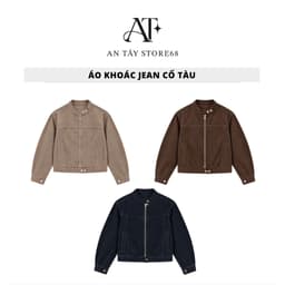 Áo Khoác Nữ Cổ Tàu Khoá Kéo AN TÂY Form Lửng Cá Tính #8905 #8907 #8801 Màu Nâu Choco, Be Trà Sữa, Xanh Than 1