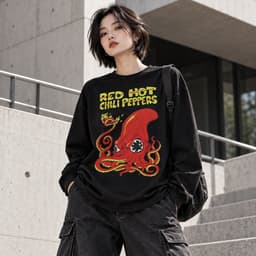 Áo thun dài tay Nam Nữ " Red Hot Chili Peppers" Áo Long Sleeve Oversize form rộng thoải mái 6