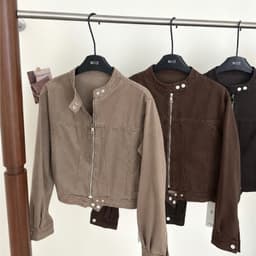 Áo Khoác Nữ Cổ Tàu Khoá Kéo AN TÂY Form Lửng Cá Tính #8905 #8907 #8801 Màu Nâu Choco, Be Trà Sữa, Xanh Than 7
