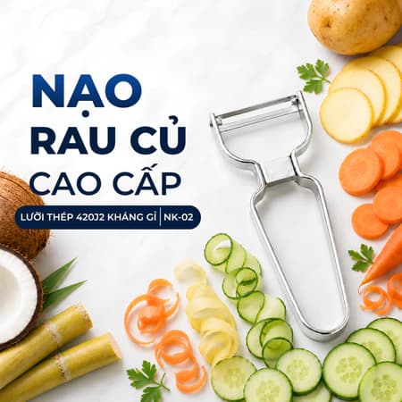 Nạo rau củ quả hai lưỡi cao cấp thép kháng gỉ thương hiệu
