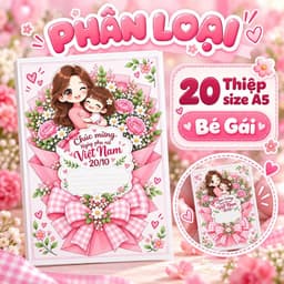 Thiệp 20/10 cỡ A5 mẫu bé gái bé trai, in màu pastel dễ thương cho các bé tặng mẹ tặng cô TIỆM IN HADANA 3