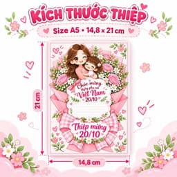Thiệp 20/10 cỡ A5 mẫu bé gái bé trai, in màu pastel dễ thương cho các bé tặng mẹ tặng cô TIỆM IN HADANA 2