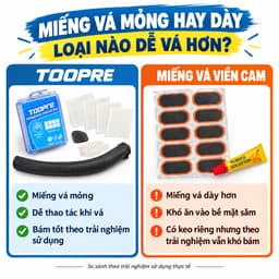 Bộ Vá Săm Xe Đạp TOOPRE 8 miếng dán + Bẩy Lốp Thép (KHÔNG DÍNH ĐỀN TIỀN) 8 miếng dán, dụng cụ vá lốp 2