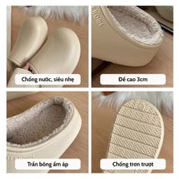 Sục bông siêu nhẹ chống thấm nước, dép lót lông, sục đế bệt basic cho nam và nữ chống trơn trượt 3