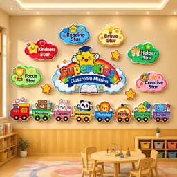 Tranh trang trí lớp học tiếng Anh Superkids class tranh dán tường mầm non trường học mẫu giáo fomex 5ly (TA307) 2