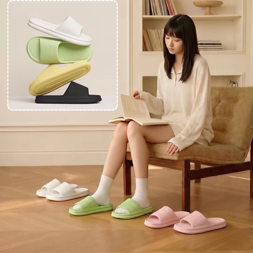 Dép xốp siêu nhẹ đi trong nhà, văn phòng, khách sạn họa tiết đơn giản, êm chân, chống thấm nước