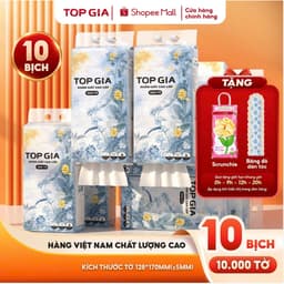 COMBO LỚN 10 bịch rút đáy mộc an Topgia 1000 tờ, 4 lớp dày dặn, hàng Việt Nam chất lượng cao, thùng 5/10 bịch 1