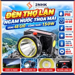 Đèn pin đội đầu thợ lặn-Đèn chịu nước T316, Cam kết sáng 48H, 150W, kèm Dây đeo và Sạc, Sáng xa 300M 1