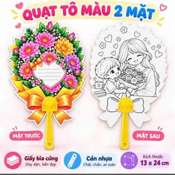 Quạt Tô Màu 2 Mặt Kèm Lời Chúc 20/10 Mẫu số 10 | Quà Tặng Thủ Công Cho Mẹ, Cô Giáo, Hoạt Động Tô Màu Cho Bé 1