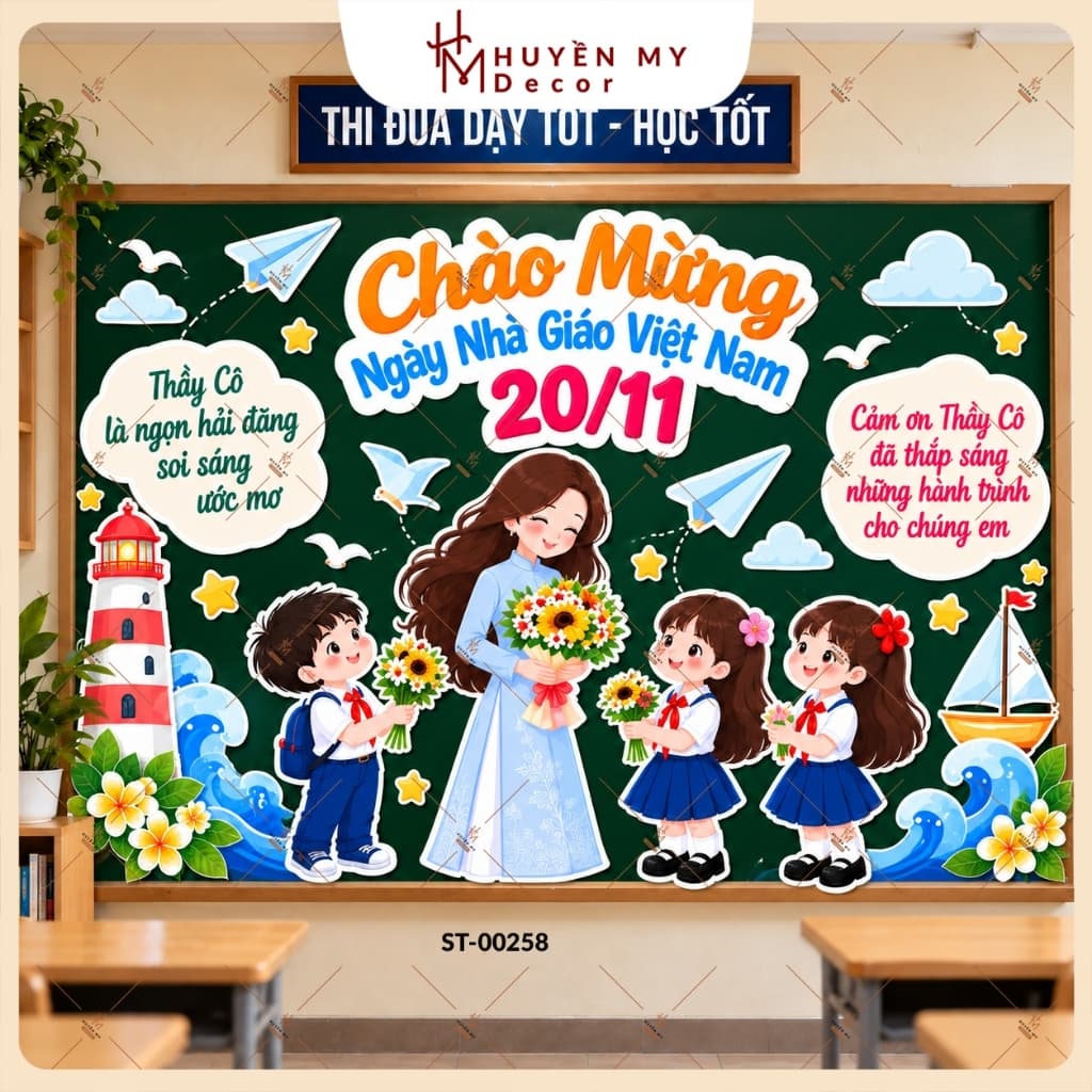 Set Sticker Dán Tường, Dán Bảng Trang Trí  20/11 - Decor Cửa Hàng, Lớp Học, Quán cafe, Spa, Nai, Mi - Huyền My Decor