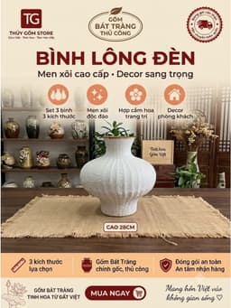 [DEAL]Bộ bình lọ gốm men sủi cao cấp Set 3 kích thước decor phòng khách cao 26 27 28cm 4