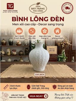 [DEAL]Bộ bình lọ gốm men sủi cao cấp Set 3 kích thước decor phòng khách cao 26 27 28cm 3