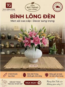 Bộ bình gốm men xói cao cấp 3 kích thước decor phòng khách, bình cắm hoa trang trí 5