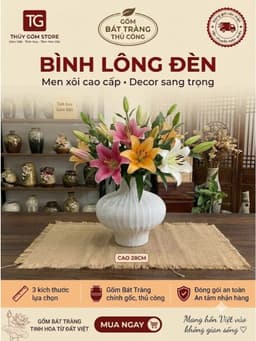 Bộ bình gốm men xói cao cấp 3 kích thước decor phòng khách, bình cắm hoa trang trí 6