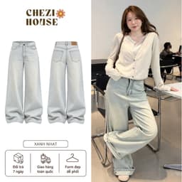 Quần Jeans Ống Suông AN TÂY Form Rộng Style Hàn Quốc Trendy Vải Jean Mềm Đẹp #8910 Màu Xanh Nhạt 1